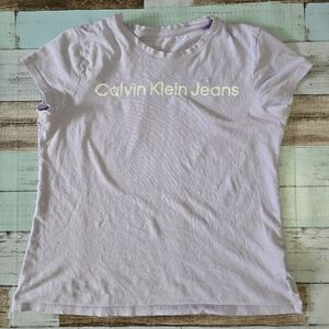Calvin Klein Jeans Soft Lavender Tee with Metallic Logo
